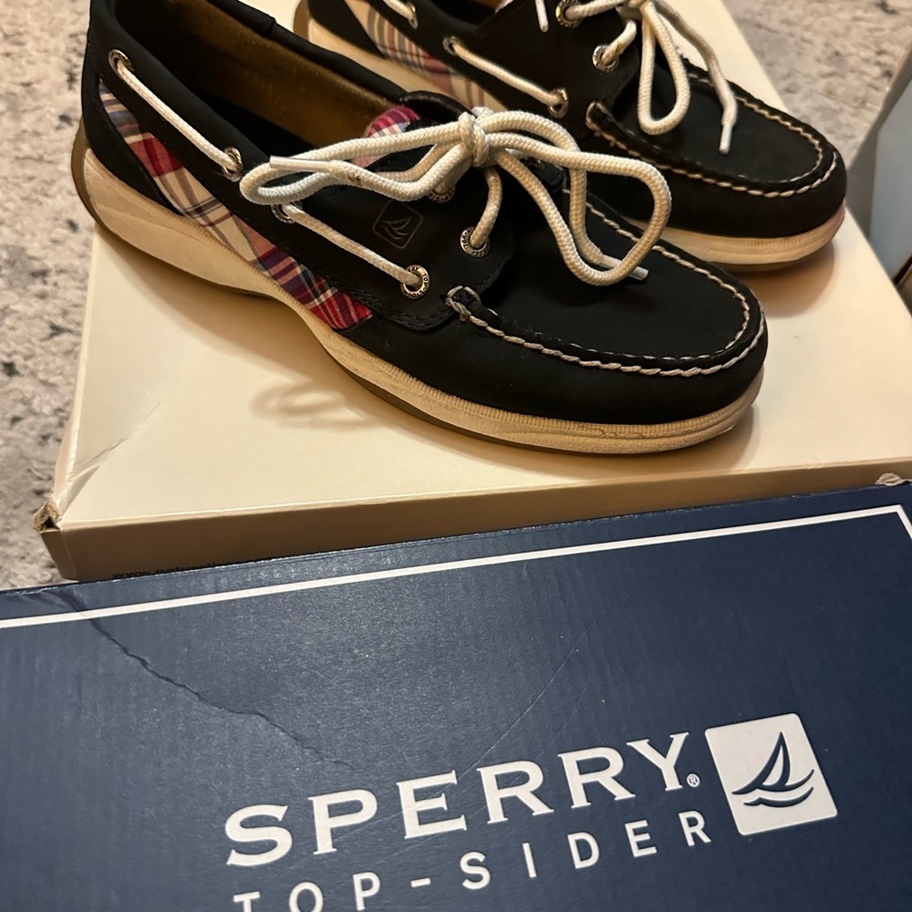 Sperry Top-Sider with Plaid Accents - Intrepid Navy / RWB Plaid Size 6 1/2 M - Picture 8 of 9